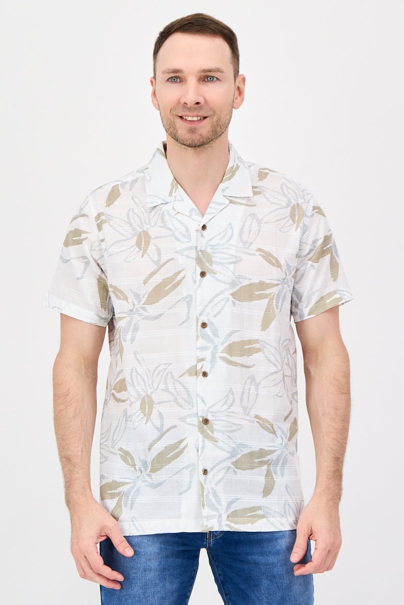 Threadbare Men Regular Fit Short Sleeve Allover Print Casual Shirt, Multicolor - Image 1